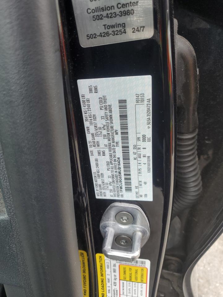 2021 Ford Escape Se VIN: 1FMCU9G65MUB16434 Lot: 64190275