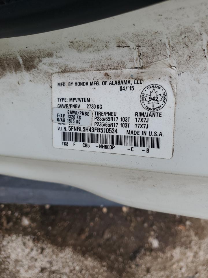 2015 Honda Odyssey Ex VIN: 5FNRL5H43FB510534 Lot: 63265535
