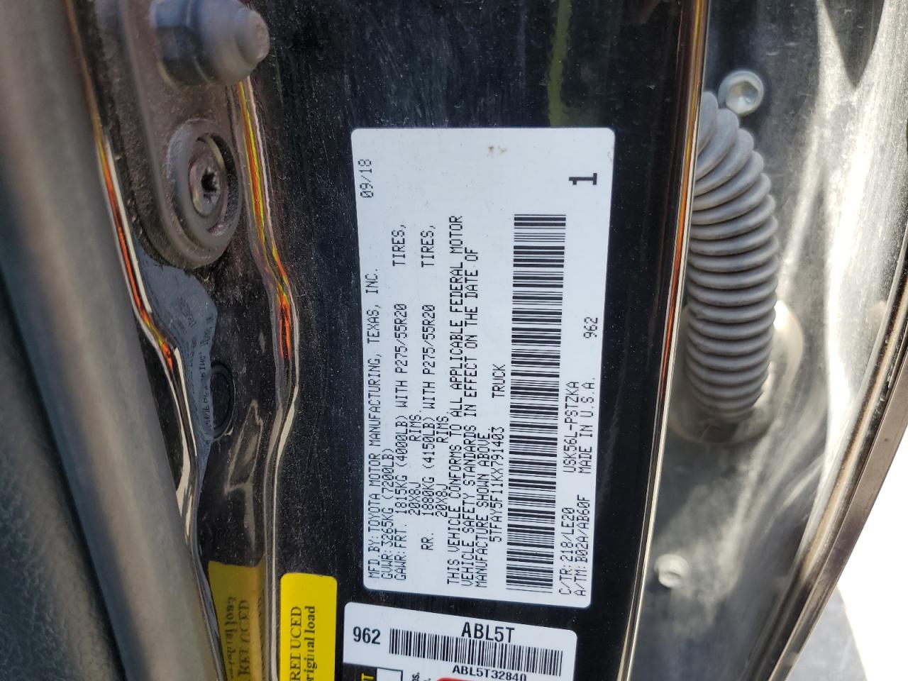 2019 Toyota Tundra Crewmax 1794 VIN: 5TFAY5F11KX791403 Lot: 63220725