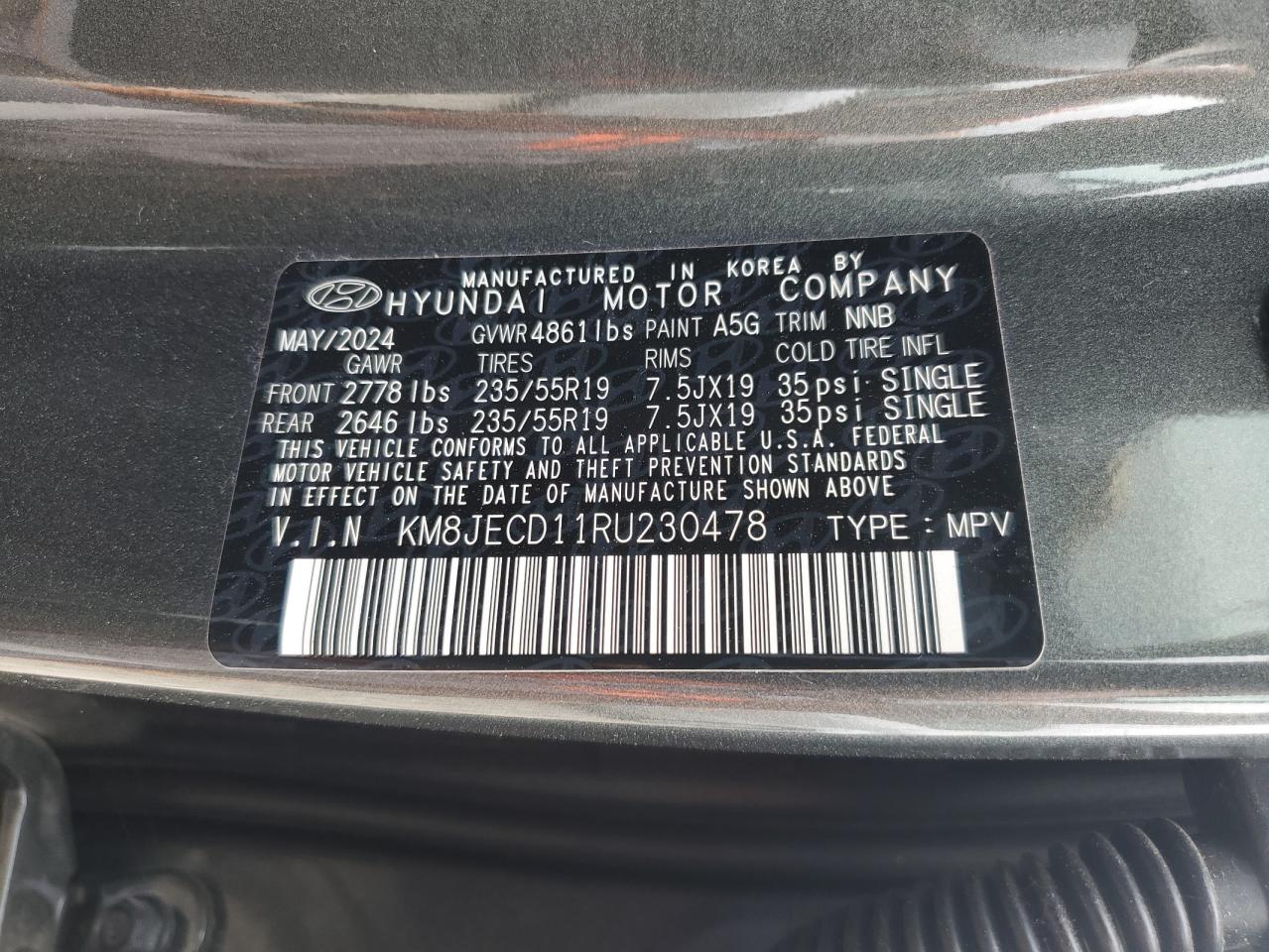 2024 Hyundai Tucson Limited VIN: KM8JECD11RU230478 Lot: 63561615