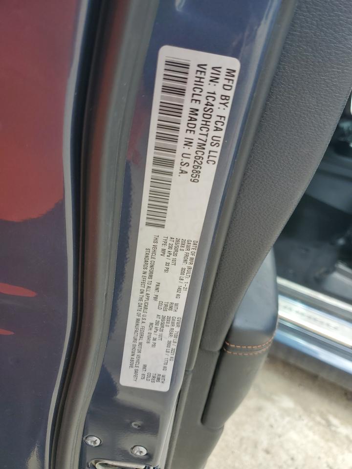 2021 Dodge Durango R/T VIN: 1C4SDHCT7MC626859 Lot: 64179895