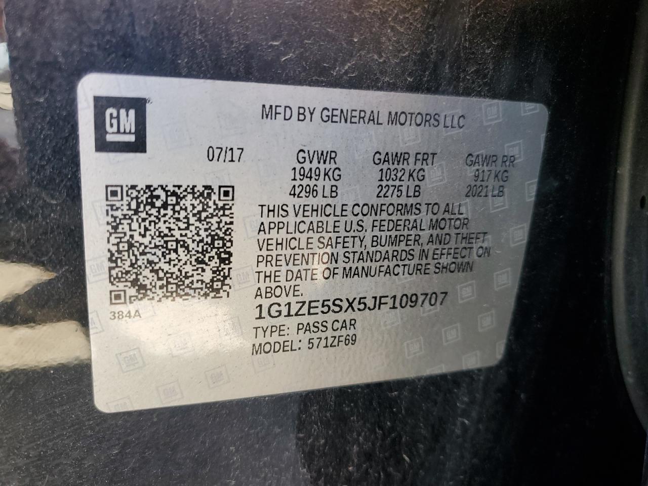 2018 Chevrolet Malibu Premier VIN: 1G1ZE5SX5JF109707 Lot: 65122415