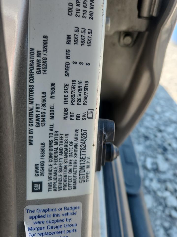 2007 Hummer H3 VIN: 5GTDN13E778245267 Lot: 63438435
