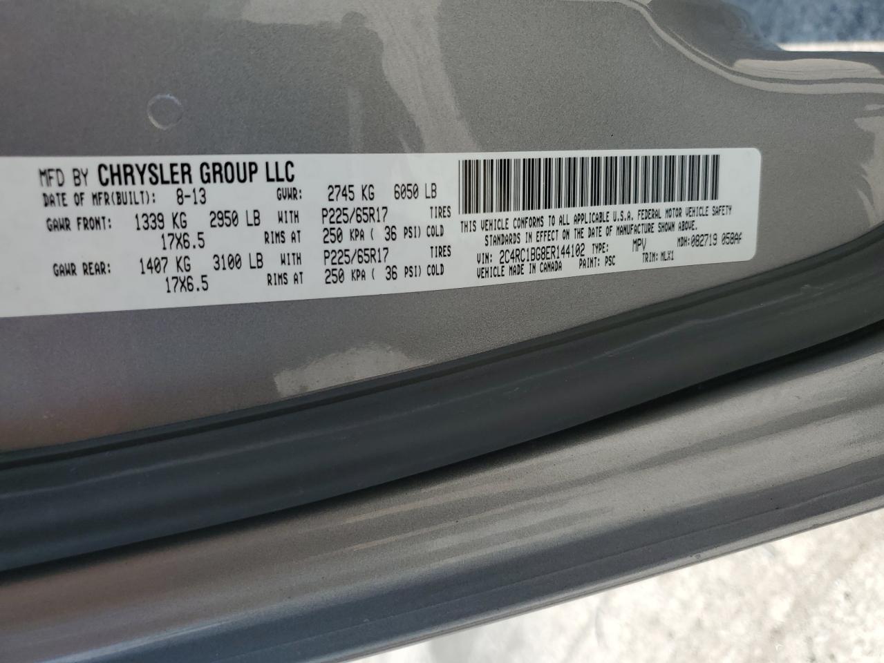 2014 Chrysler Town & Country Touring VIN: 2C4RC1BG8ER144102 Lot: 64487145