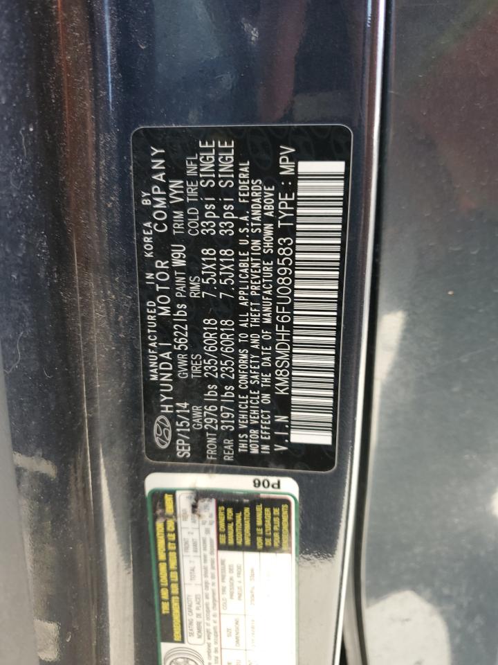2015 Hyundai Santa Fe Gls VIN: KM8SMDHF6FU089583 Lot: 64687595