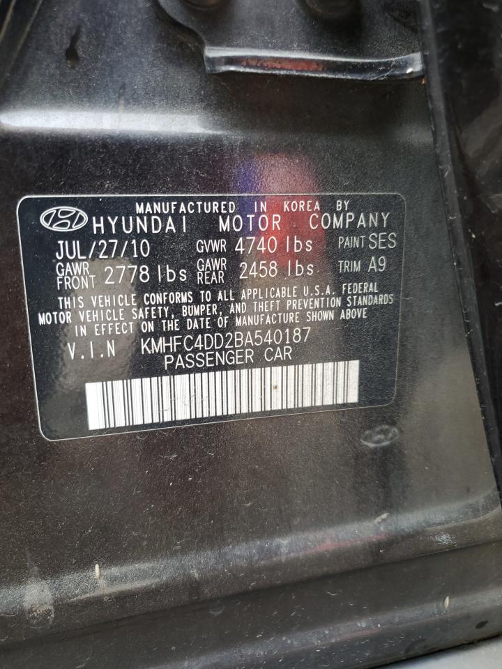 2011 Hyundai Azera Gls VIN: KMHFC4DD2BA540187 Lot: 63405865