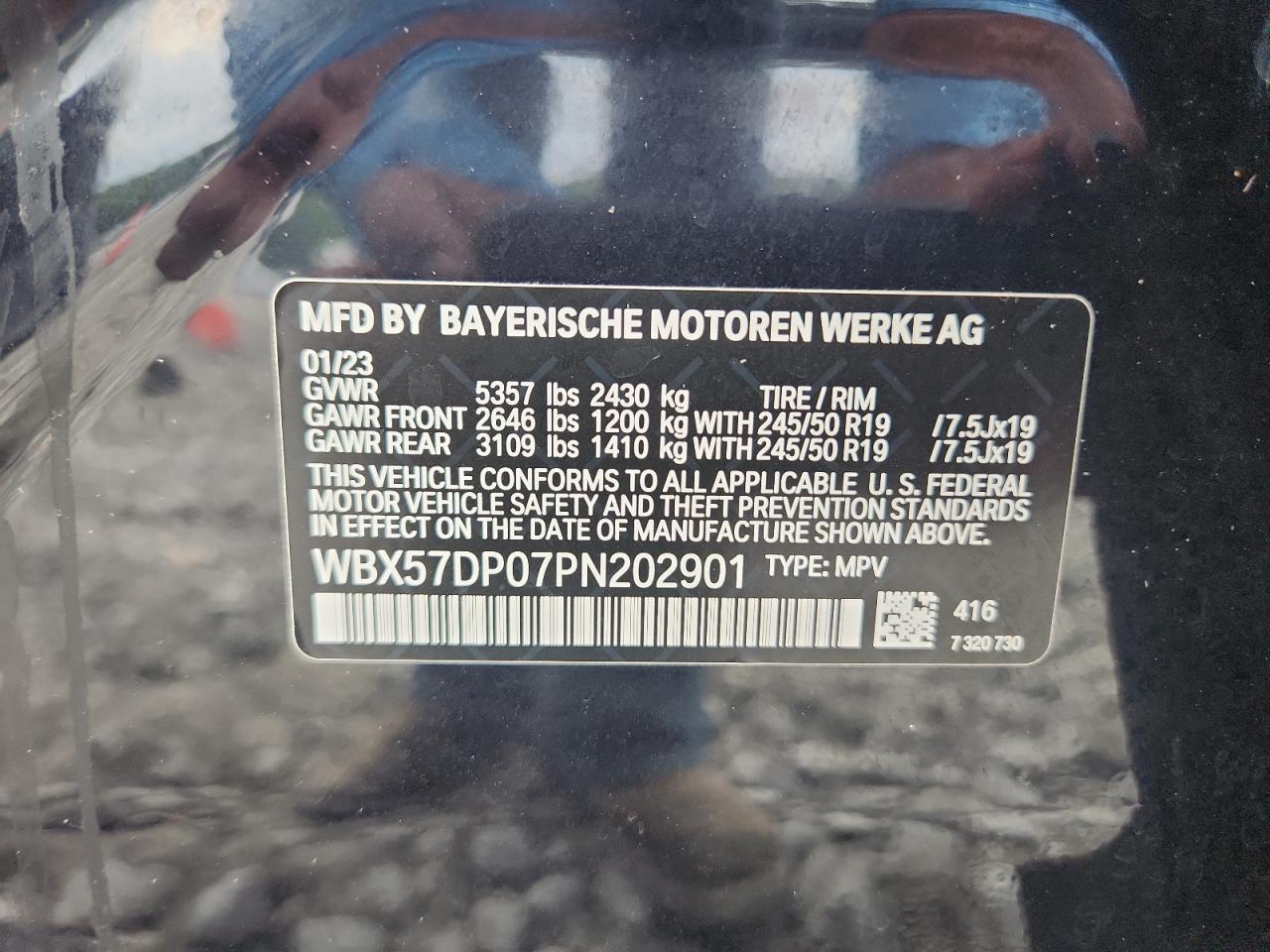 2023 BMW X3 xDrive30I VIN: WBX57DP07PN202901 Lot: 65184655