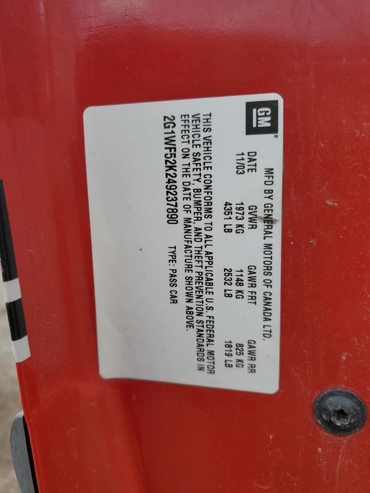 2004 Chevrolet Impala VIN: 2G1WF52K249237890 Lot: 64509735