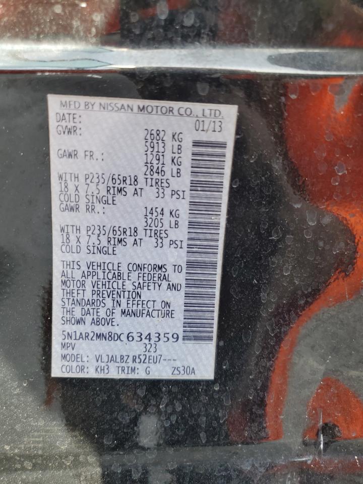 2013 Nissan Pathfinder S VIN: 5N1AR2MN8DC634359 Lot: 64632445