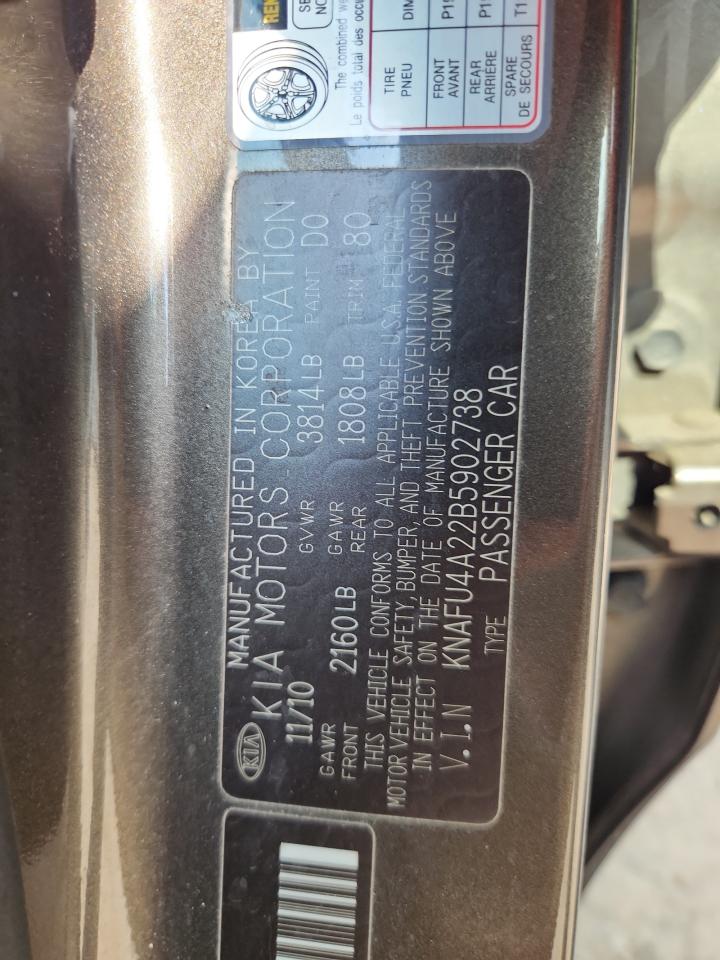 2011 Kia Forte Ex VIN: KNAFU4A22B5902738 Lot: 63785835