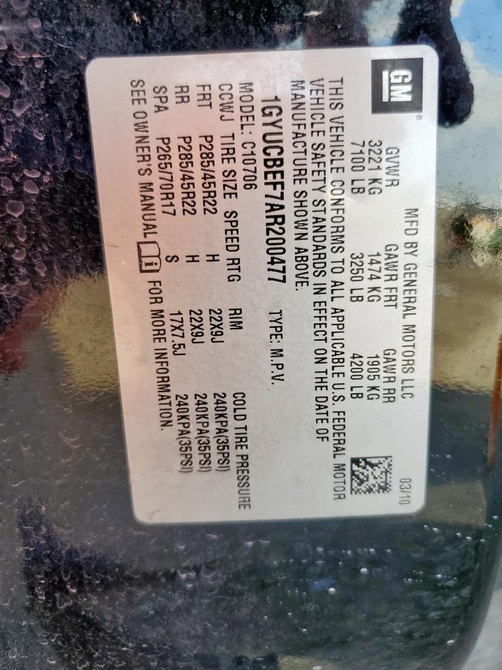 2010 Cadillac Escalade Luxury VIN: 1GYUCBEF7AR200477 Lot: 66367165