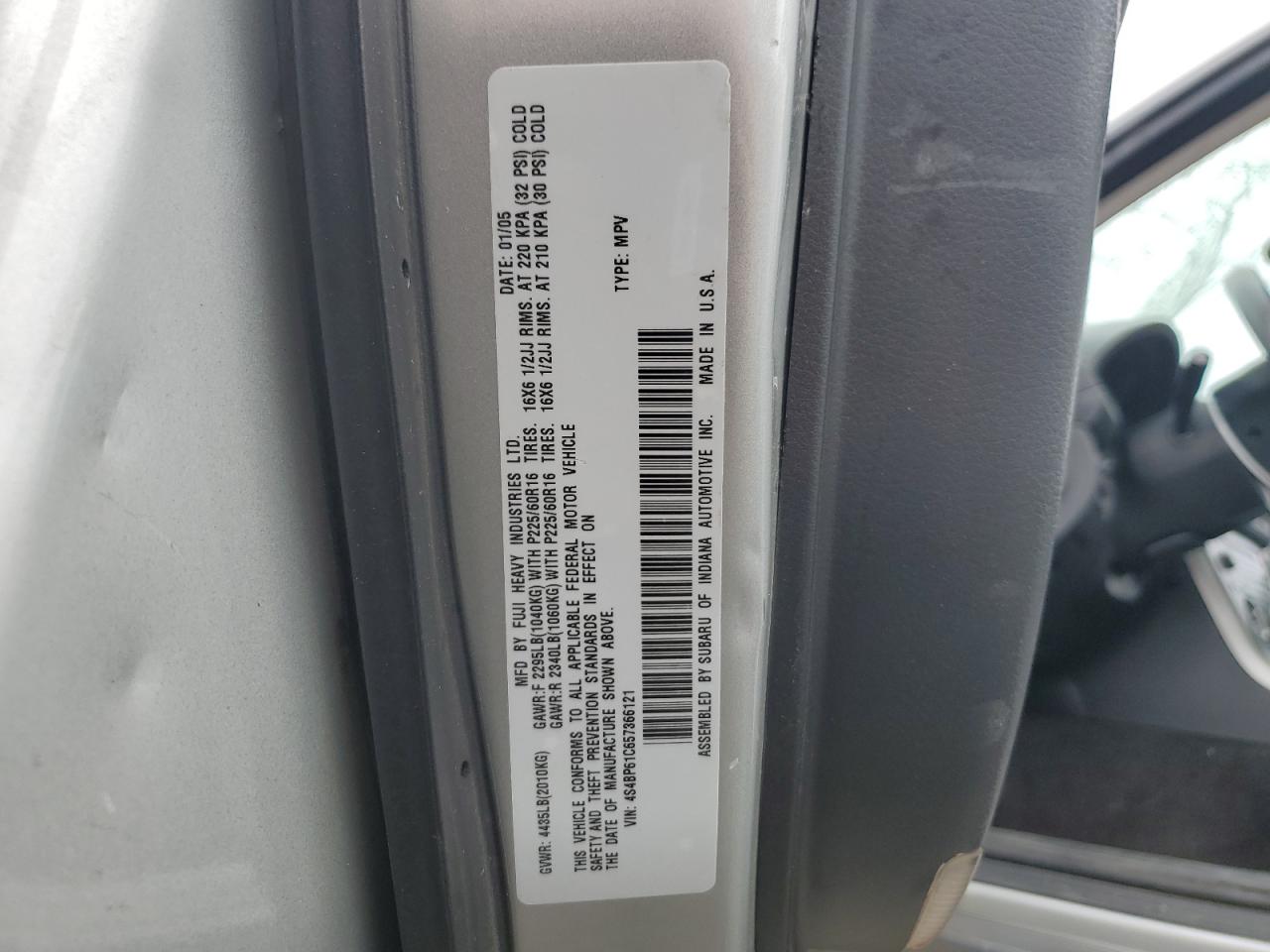 2005 Subaru Legacy Outback 2.5I VIN: 4S4BP61C657366121 Lot: 67007835