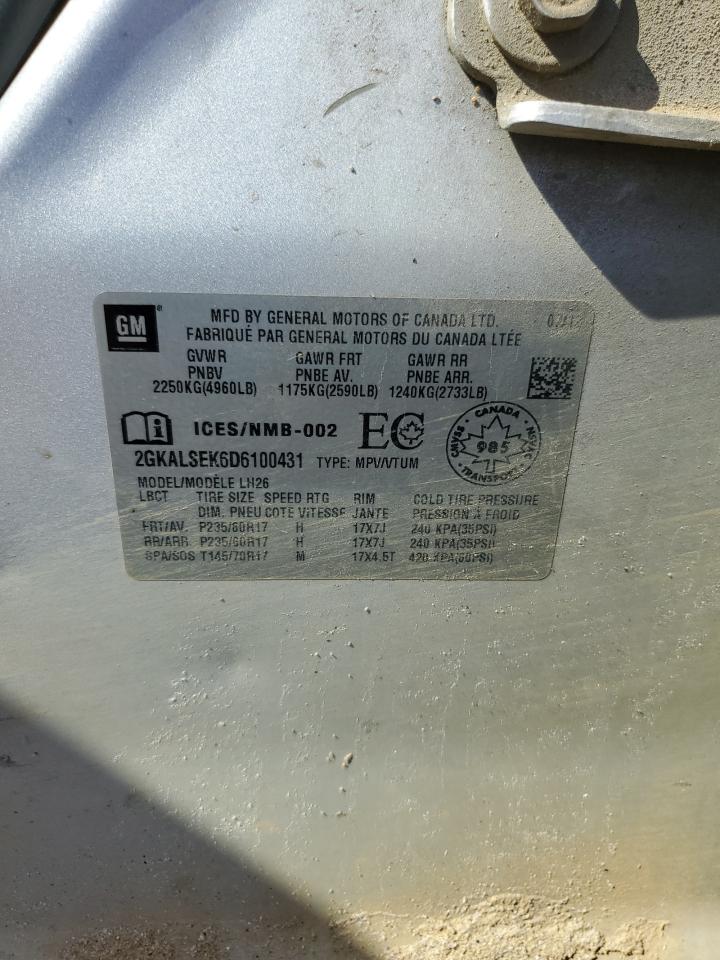2013 GMC Terrain Sle VIN: 2GKALSEK6D6100431 Lot: 64725685