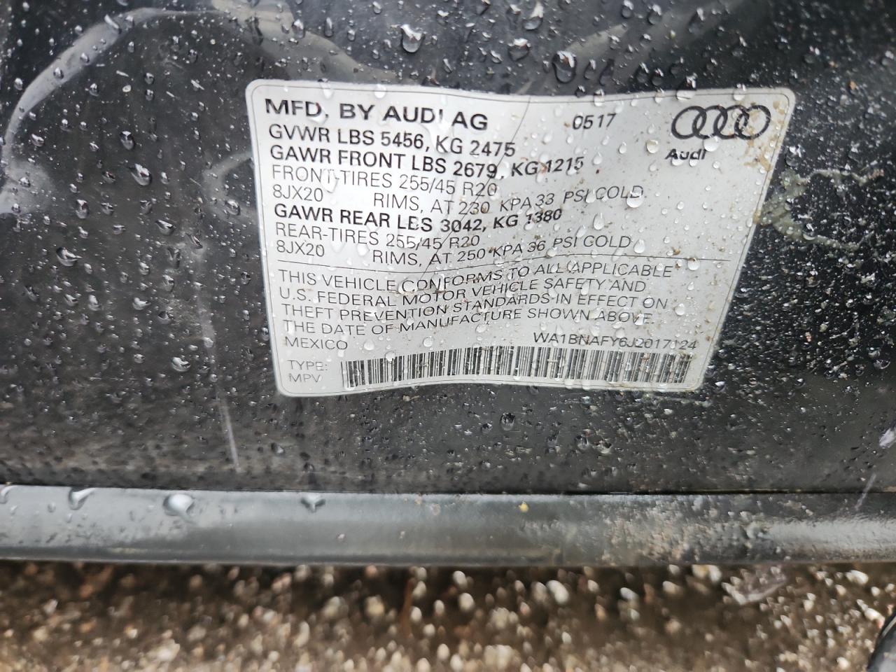 2018 Audi Q5 Premium Plus VIN: WA1BNAFY6J2017124 Lot: 65022965