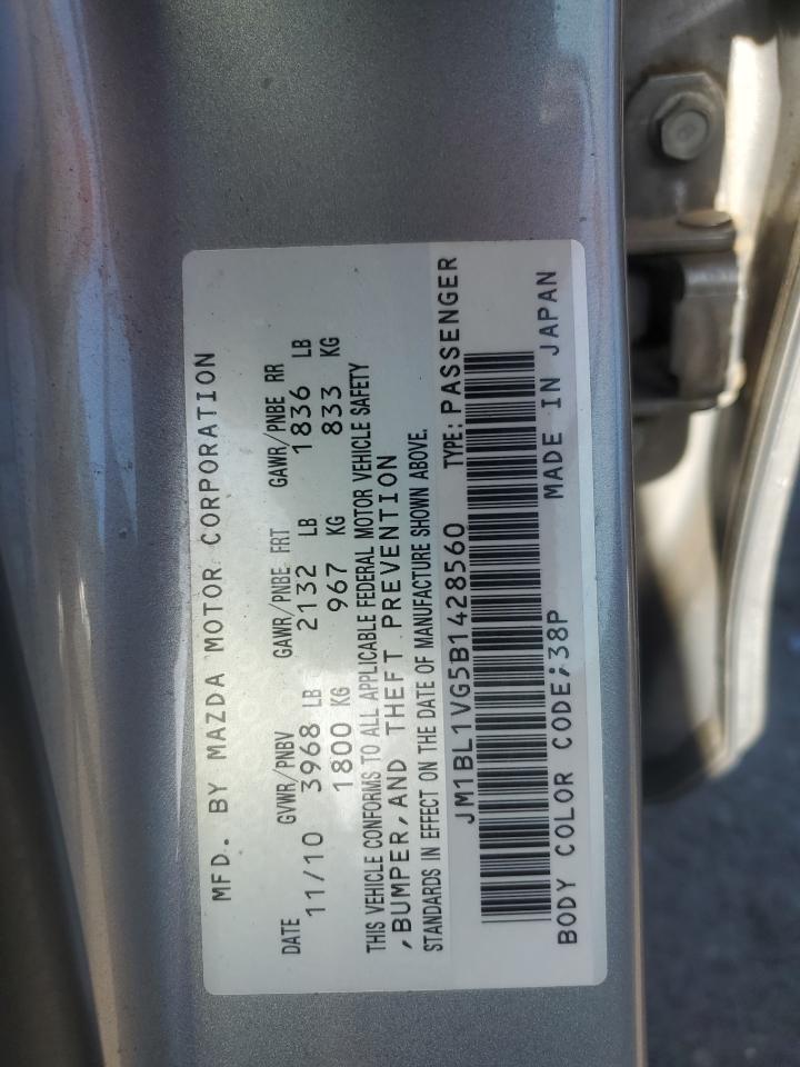 2011 Mazda 3 I VIN: JM1BL1VG5B1428560 Lot: 65055695
