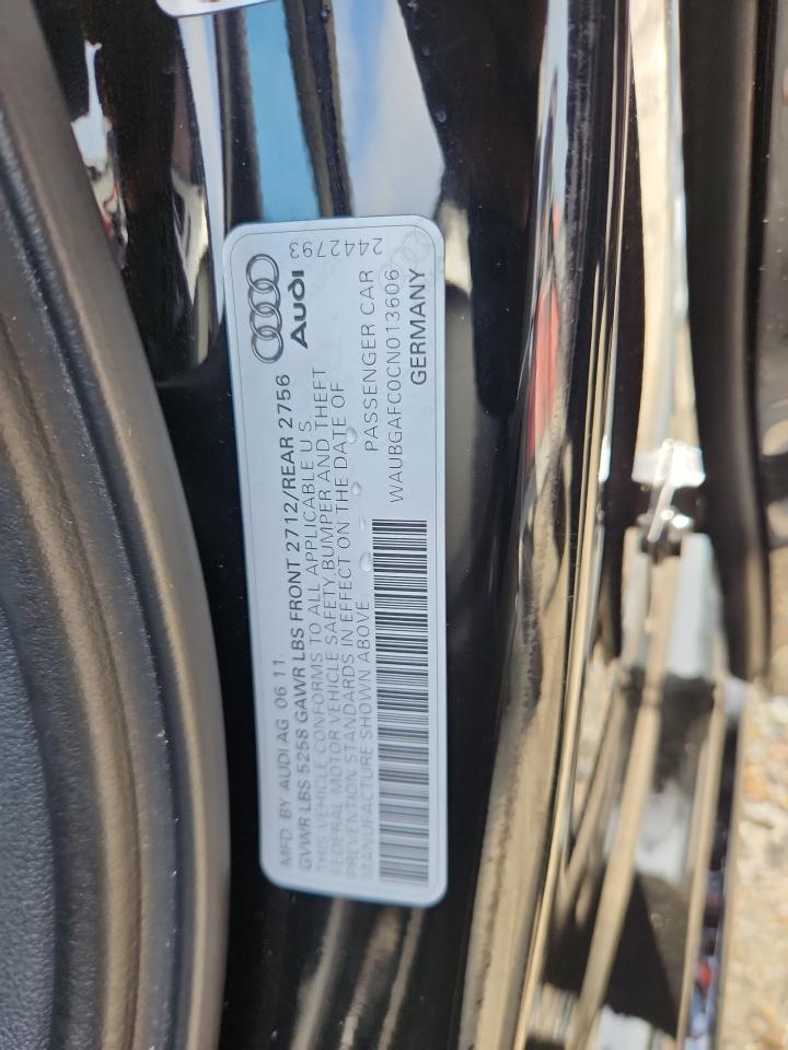 2012 Audi A6 VIN: WAUBGAFC0CN013606 Lot: 64966965