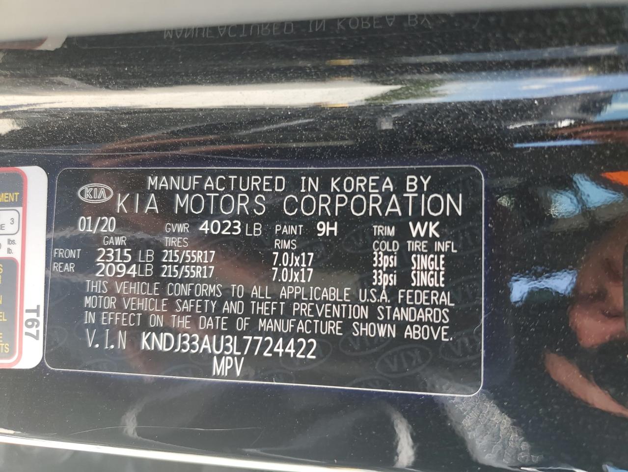 2020 Kia Soul Ex VIN: KNDJ33AU3L7724422 Lot: 64446465