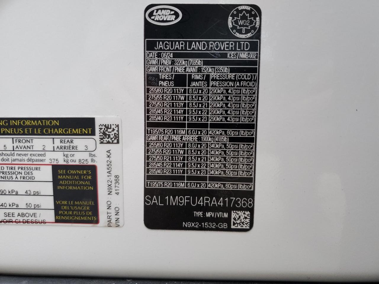 2024 Land Rover Range Rover Sport Dynamic Hse VIN: SAL1M9FU4RA417368 Lot: 62863185