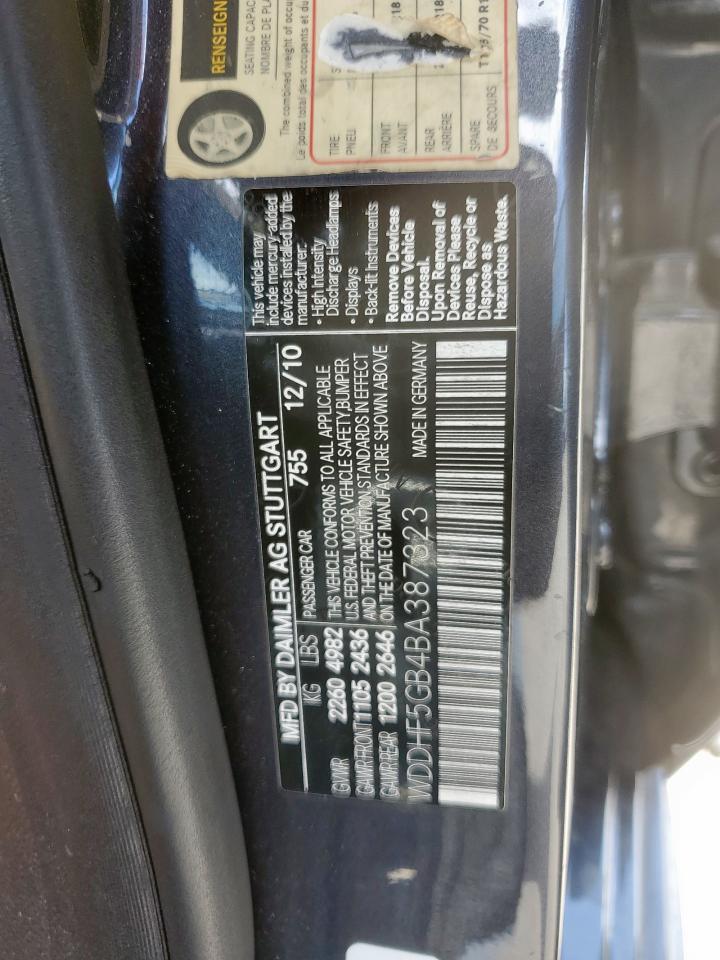 2011 Mercedes-Benz E 350 VIN: WDDHF5GB4BA387323 Lot: 63188535
