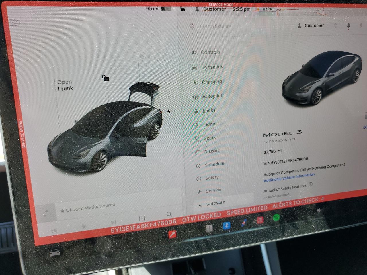 2019 Tesla Model 3 VIN: 5YJ3E1EA8KF476006 Lot: 63709005