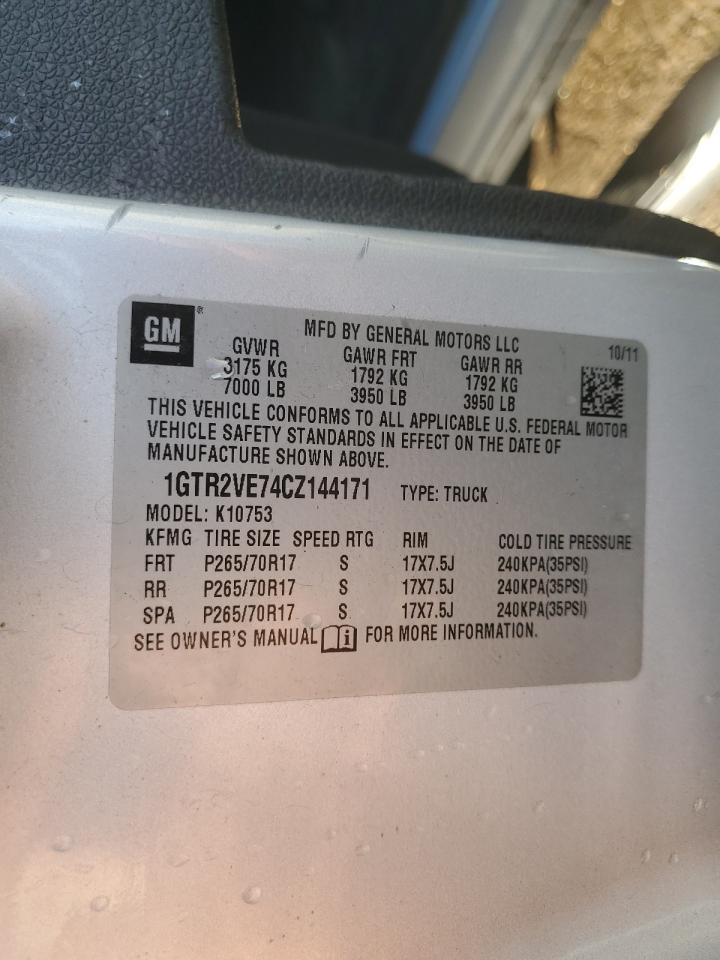 2012 GMC Sierra K1500 Sle VIN: 1GTR2VE74CZ144171 Lot: 62339125