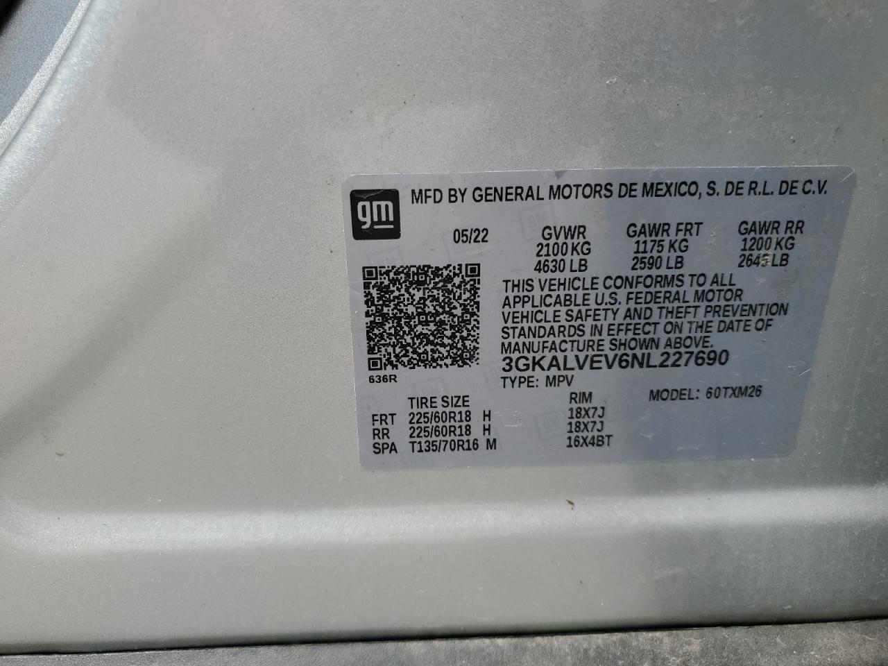 2022 GMC Terrain Slt VIN: 3GKALVEV6NL227690 Lot: 64217335
