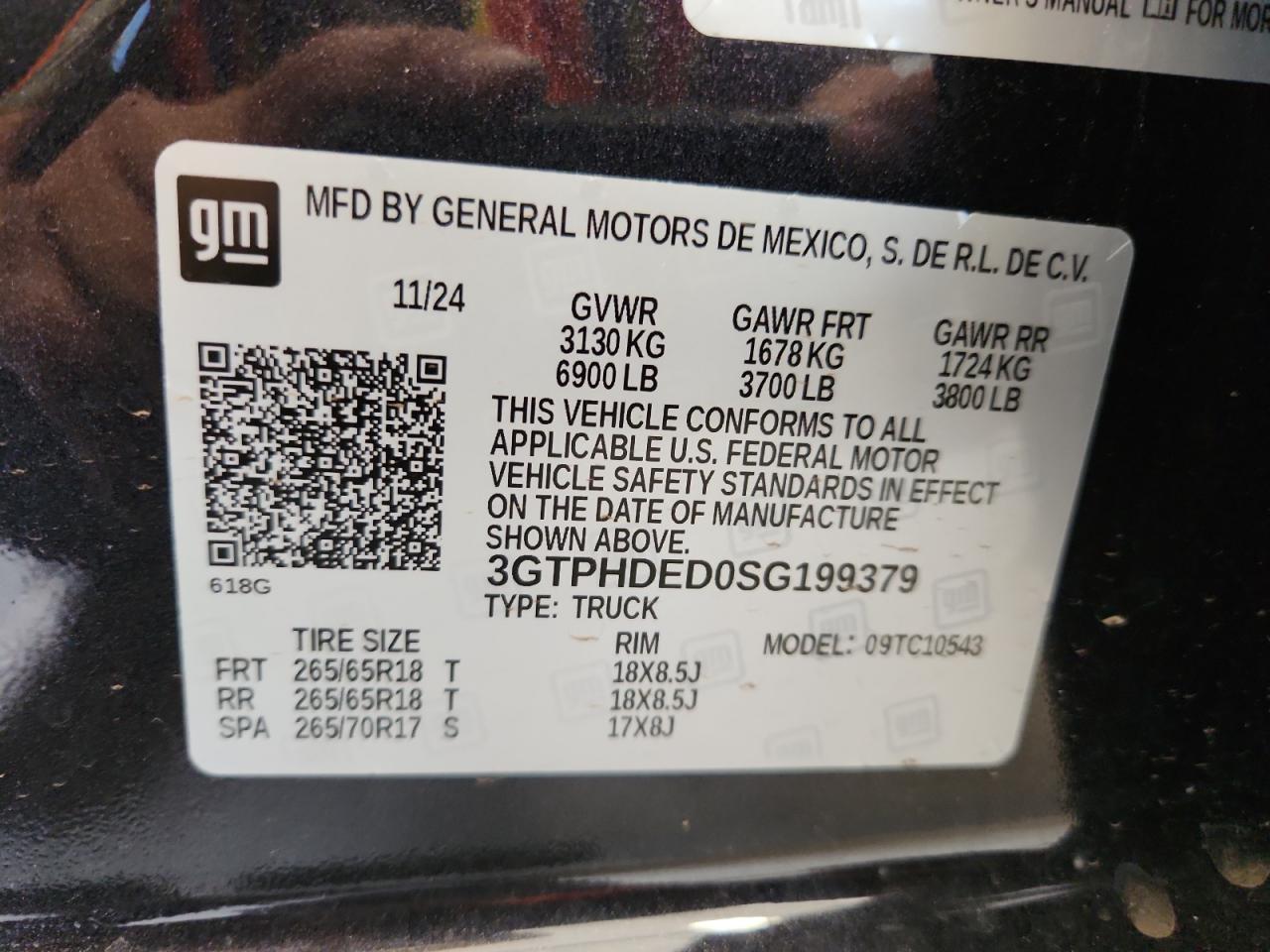 2025 GMC Sierra C1500 Slt VIN: 3GTPHDED0SG199379 Lot: 64999495