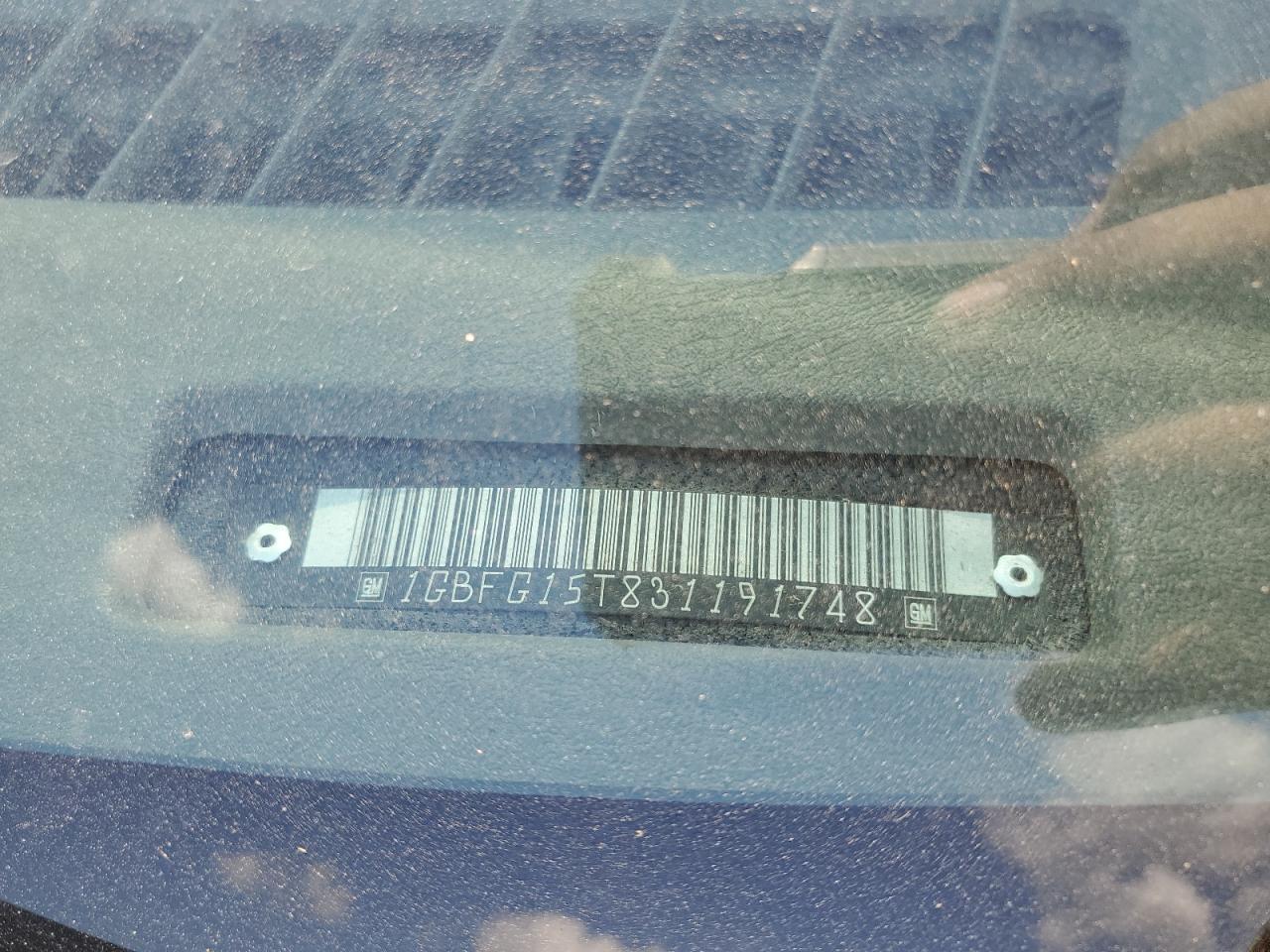 2003 Chevrolet Express G1500 VIN: 1GBFG15T831191748 Lot: 63092125