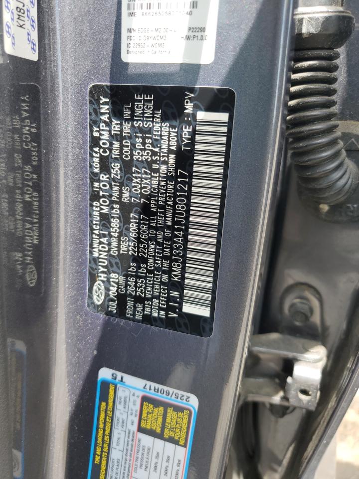 2018 Hyundai Tucson Sel VIN: KM8J33A41JU801217 Lot: 63184445