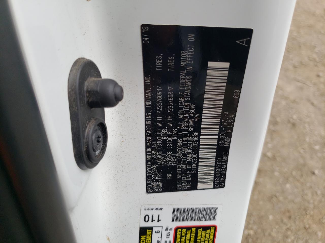 2020 Toyota Sienna Le VIN: 5TDKZ3DC1LS021686 Lot: 65268145