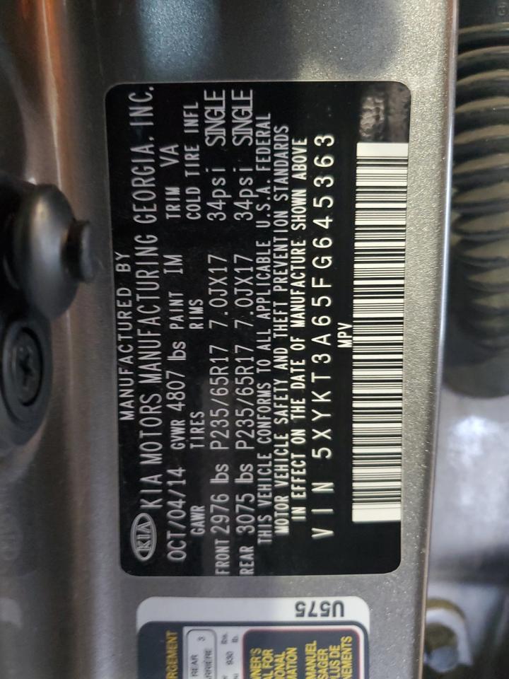 2015 Kia Sorento Lx VIN: 5XYKT3A65FG645363 Lot: 65771665