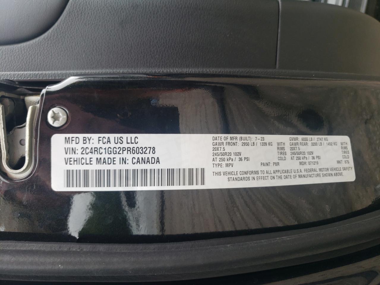 2023 Chrysler Pacifica Limited VIN: 2C4RC1GG2PR603278 Lot: 66739795