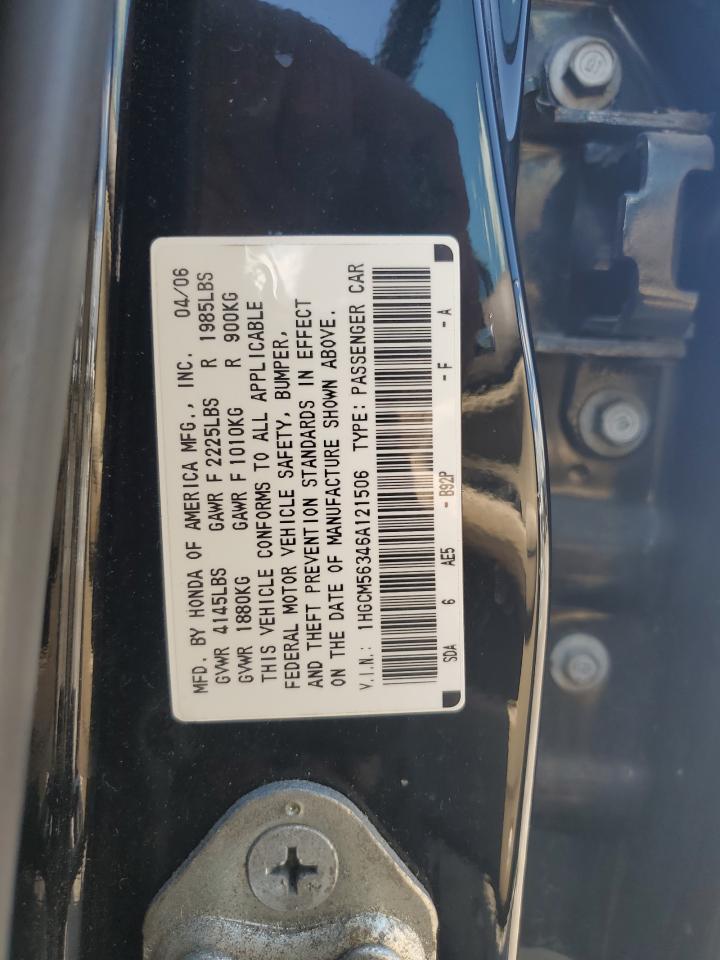 2006 Honda Accord Se VIN: 1HGCM56346A121506 Lot: 64251165