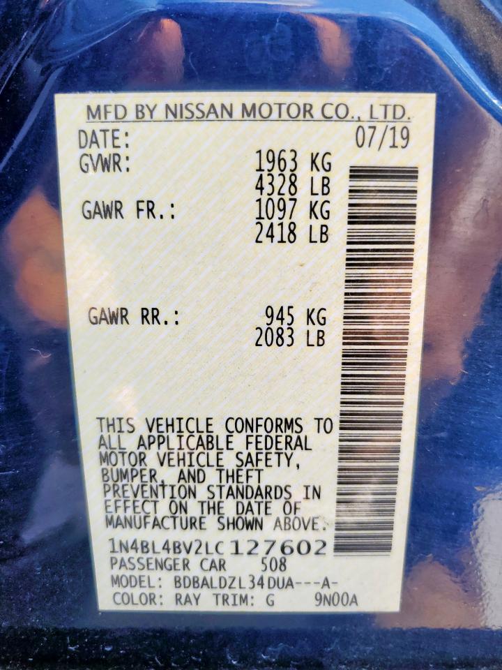 2020 Nissan Altima S VIN: 1N4BL4BV2LC127602 Lot: 64897875