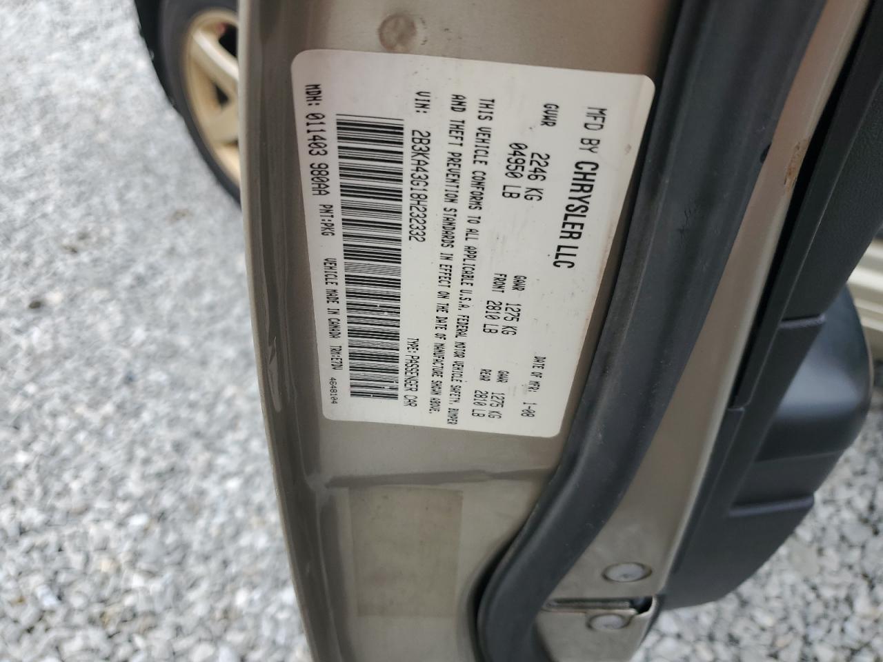 2008 Dodge Charger VIN: 2B3KA43G18H232332 Lot: 63108575