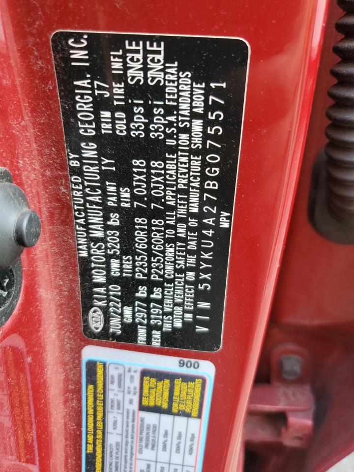 2011 Kia Sorento Ex VIN: 5XYKU4A27BG075571 Lot: 65410155