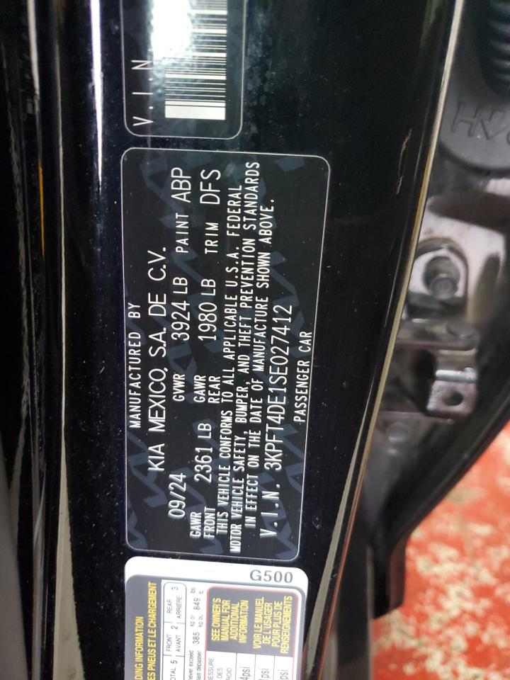 2025 Kia K4 Lx VIN: 3KPFT4DE1SE027412 Lot: 63300335