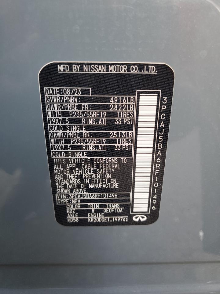 2024 Infiniti Qx50 Luxe VIN: 3PCAJ5BA6RF101496 Lot: 65384855