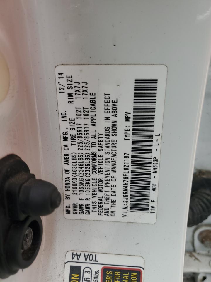 2015 Honda Cr-V Exl VIN: 5J6RM4H78FL021197 Lot: 64145275