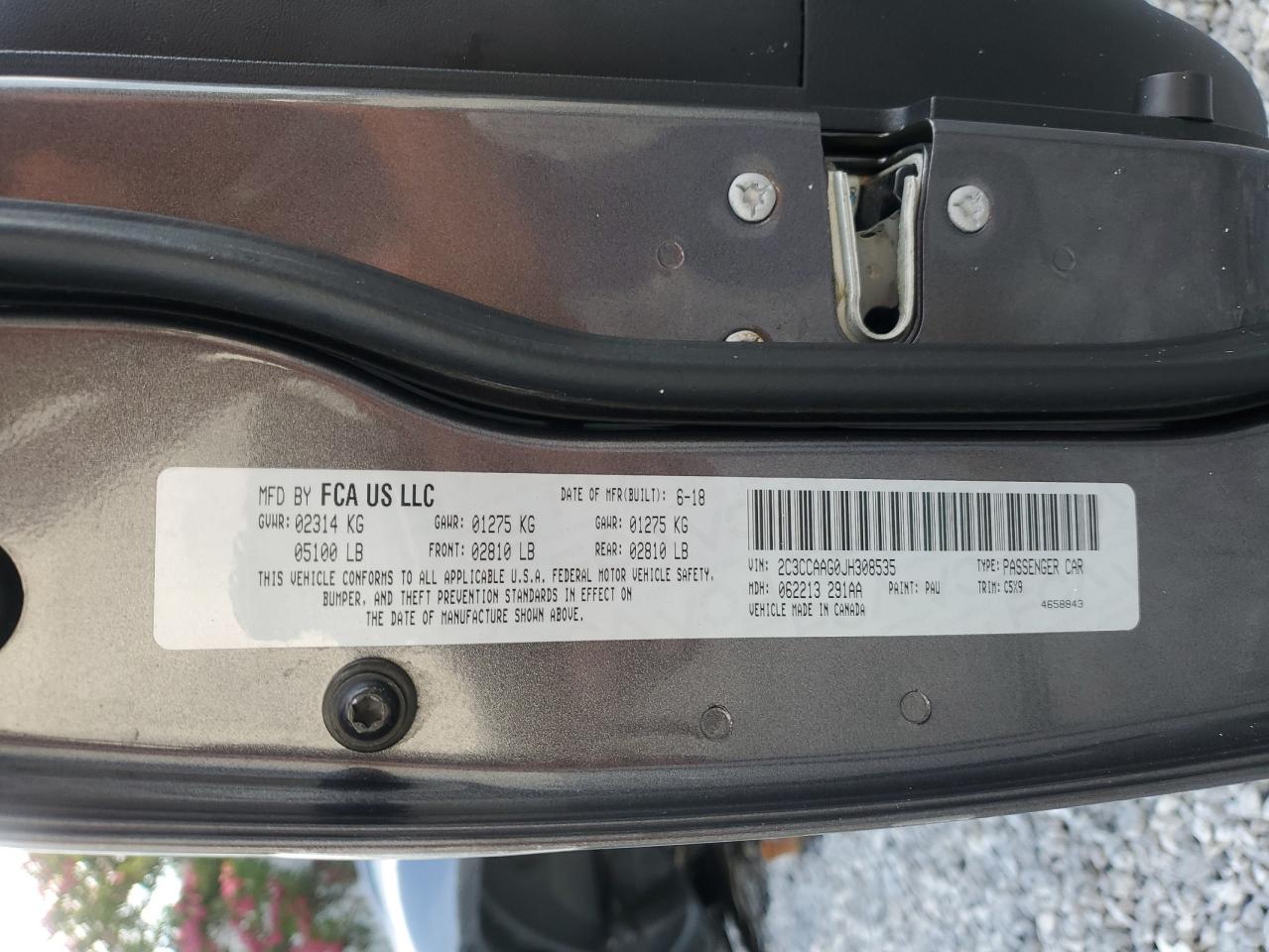 2018 Chrysler 300 Touring VIN: 2C3CCAAG0JH308535 Lot: 66120445