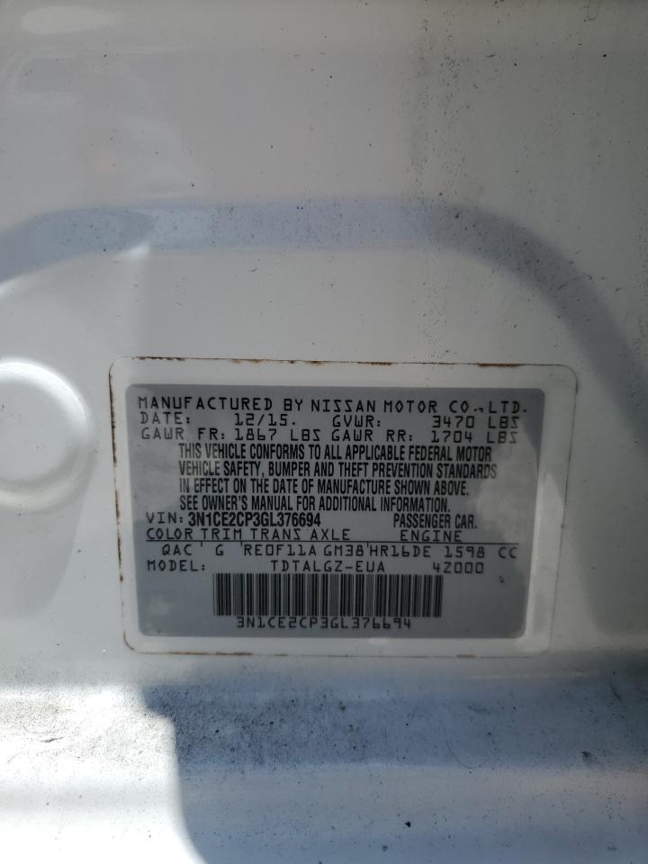2016 Nissan Versa Note S VIN: 3N1CE2CP3GL376694 Lot: 65428565