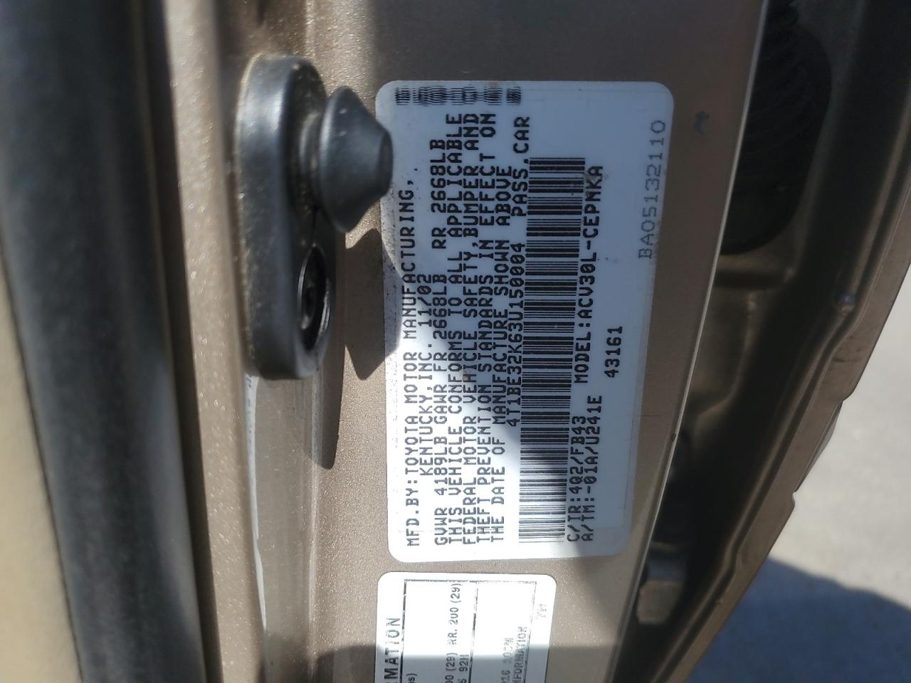 2003 Toyota Camry Le VIN: 4T1BE32K63U150004 Lot: 65774265