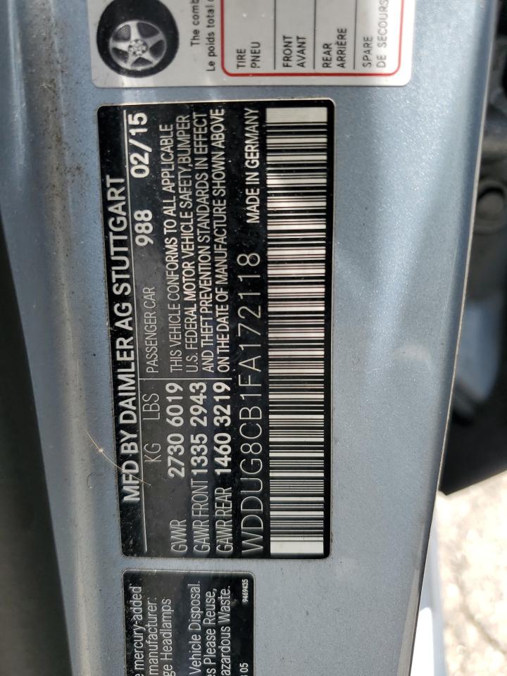 2015 Mercedes-Benz S 550 VIN: WDDUG8CB1FA172118 Lot: 65233715