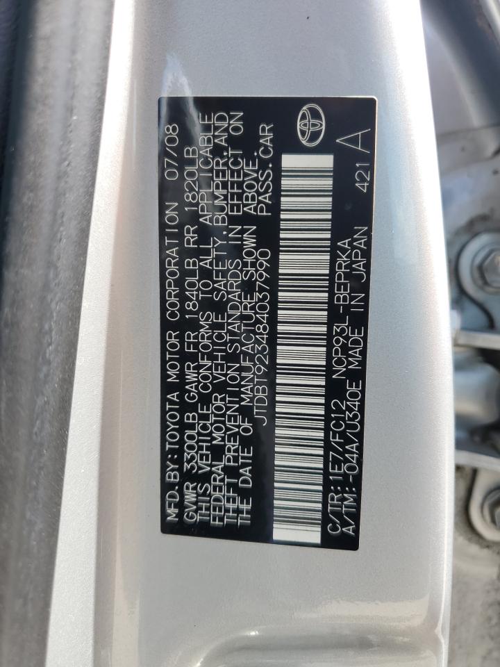 2008 Toyota Yaris VIN: JTDBT923484037990 Lot: 63630145