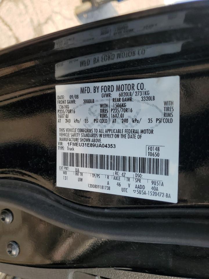 2009 Ford Explorer Sport Trac Xlt VIN: 1FMEU31E89UA04353 Lot: 64785195