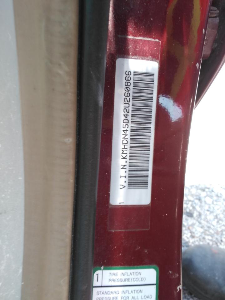 2002 Hyundai Elantra Gls VIN: KMHDN45D42U260866 Lot: 68622235