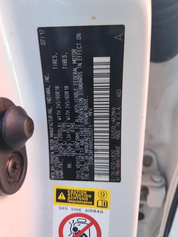 2017 Toyota Highlander Se VIN: 5TDKZRFHXHS520571 Lot: 64376585