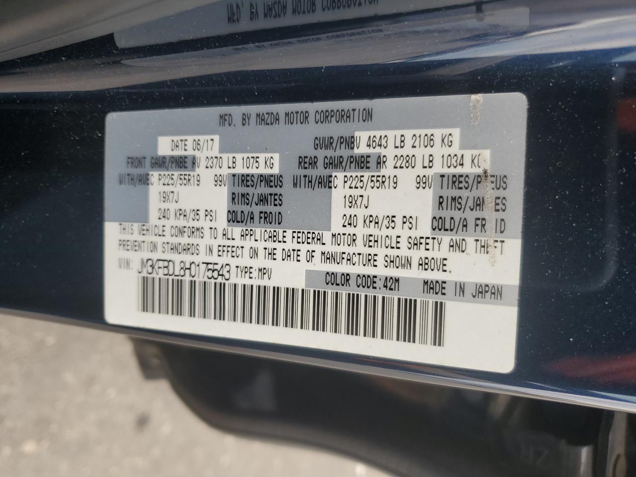 2017 Mazda Cx-5 Grand Touring VIN: JM3KFBDL8H0175543 Lot: 63965985
