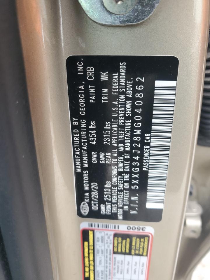 2021 Kia K5 Ex VIN: 5XXG34J28MG040862 Lot: 65339835