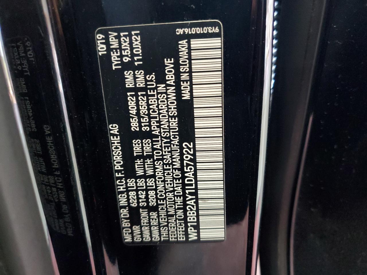 2020 Porsche Cayenne S Coupe VIN: WP1BB2AY1LDA57922 Lot: 64539585